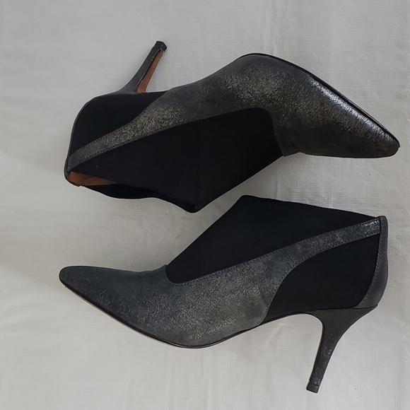 l'Amour Des Pieds Metallic Gray Leather Stiletto Ankle Booties Size 7.5 - Picture 13 of 13